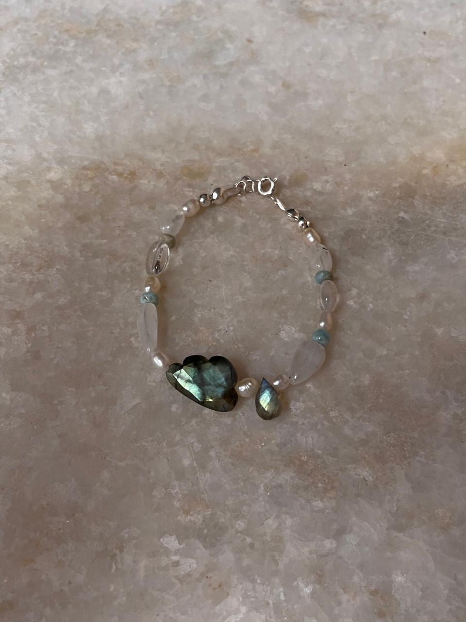 Stormy Labradorite SkyFall Handcrafted Natural 925 Sterling Silver Bracelet