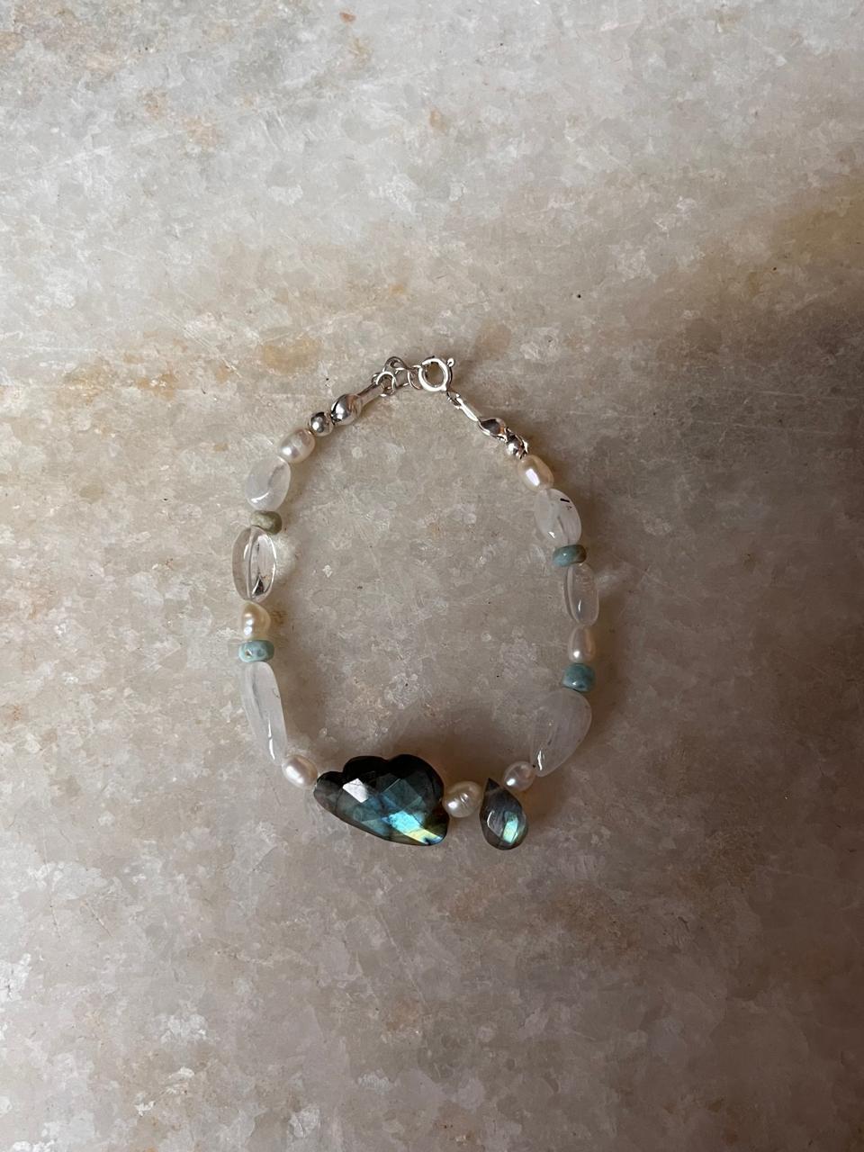 Stormy Labradorite SkyFall Handcrafted Natural 925 Sterling Silver Bracelet