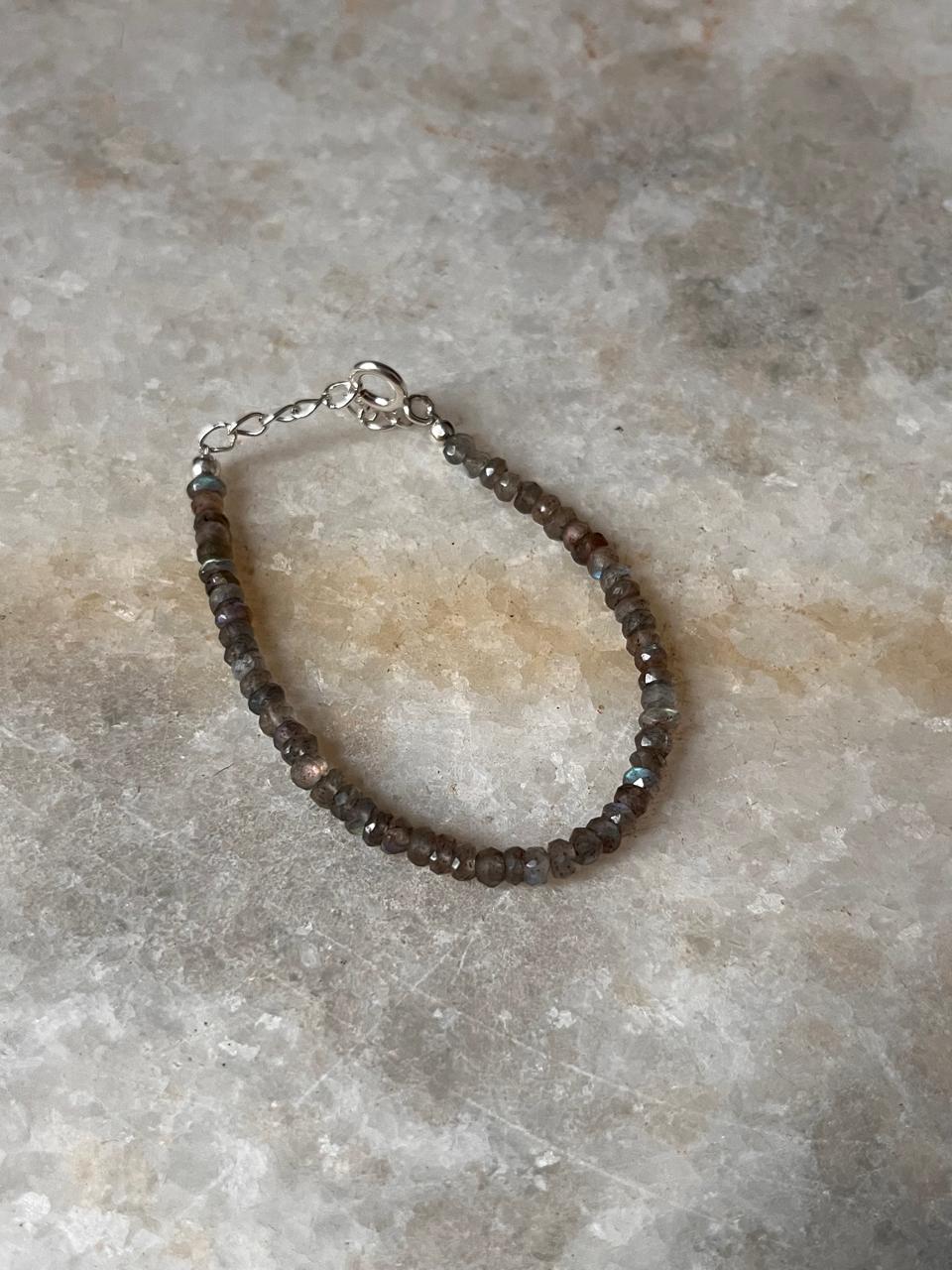 Labradorite 3MM-4MM Faceted Crystal 925 Sterling Silver Bracelet