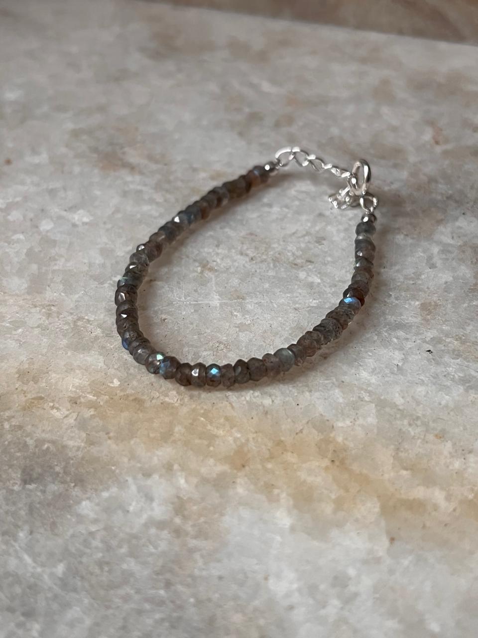 Labradorite 3MM-4MM Faceted Crystal 925 Sterling Silver Bracelet