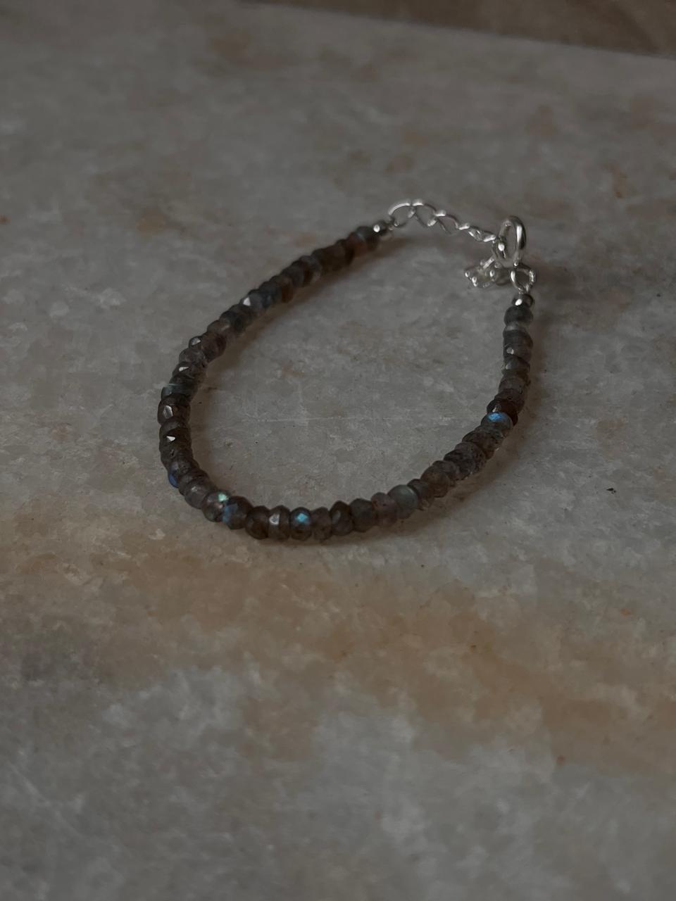 Labradorite 3MM-4MM Faceted Crystal 925 Sterling Silver Bracelet
