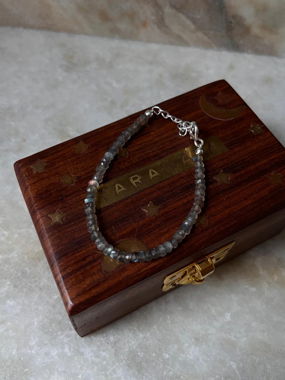 Labradorite 3MM-4MM Faceted Crystal 925 Sterling Silver Bracelet