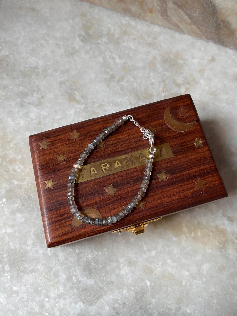 Labradorite 3MM-4MM Faceted Crystal 925 Sterling Silver Bracelet