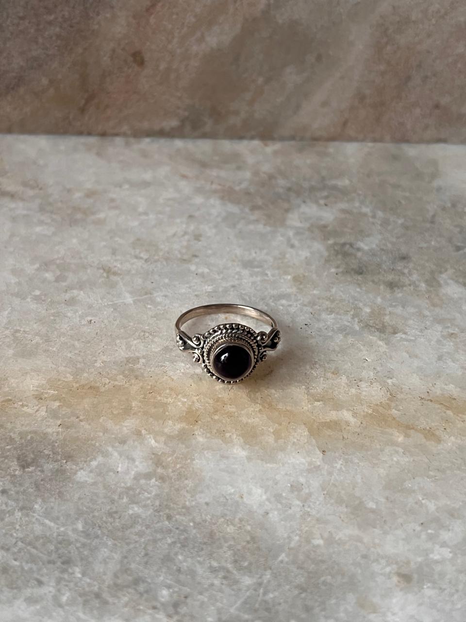 Amethyst Round Boho 925 Sterling Silver Ring