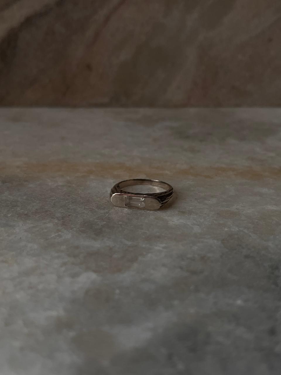 Clear Quartz Signet 925 Sterling Silver Ring