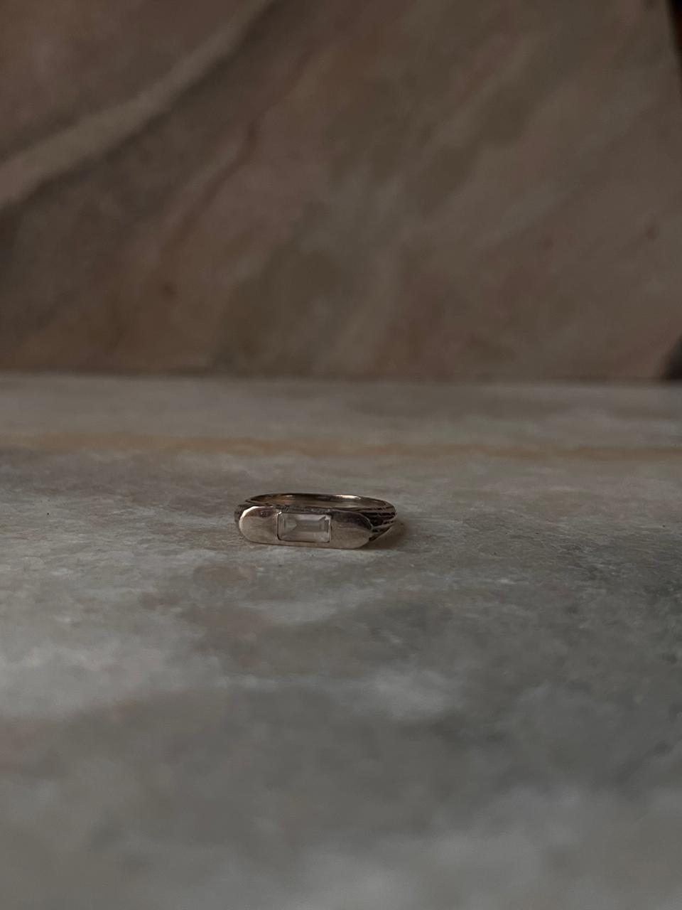 Clear Quartz Signet 925 Sterling Silver Ring