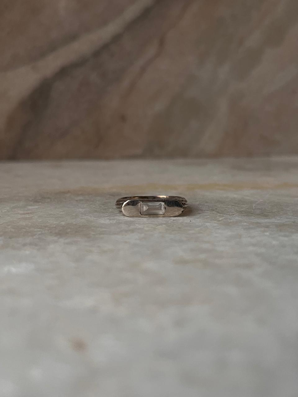 Clear Quartz Signet 925 Sterling Silver Ring