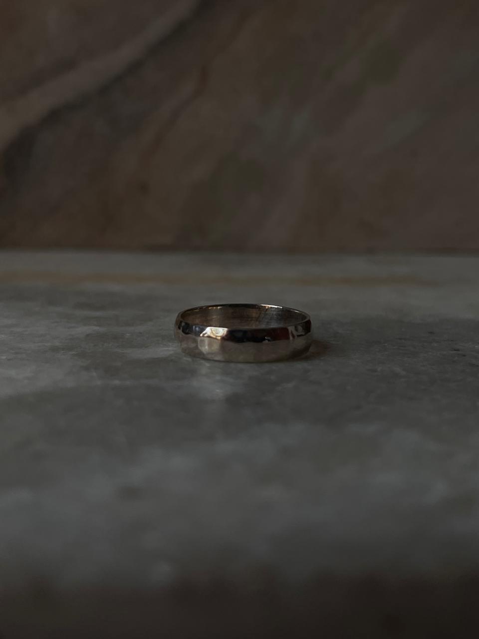 Hammered Thick Unisex Band 925 Sterling Silver Ring
