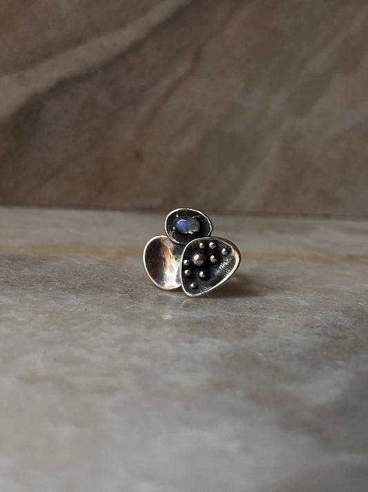 Divine Lotus Moonstone 925 Sterling Silver Ring