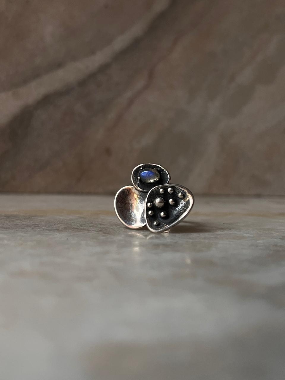 Divine Lotus Moonstone 925 Sterling Silver Ring
