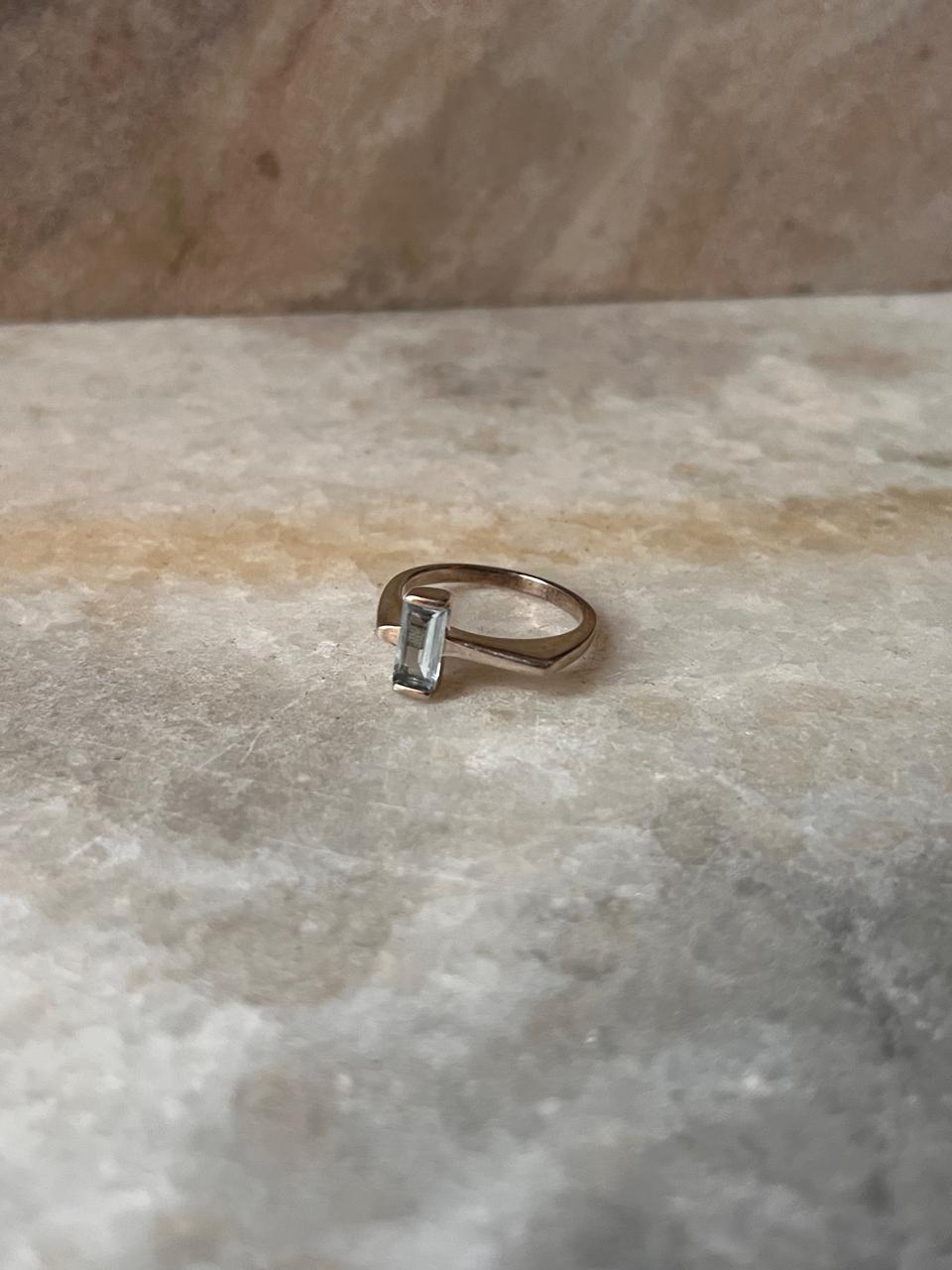 Blue Topaz Side Stone 925 Sterling Silver Ring