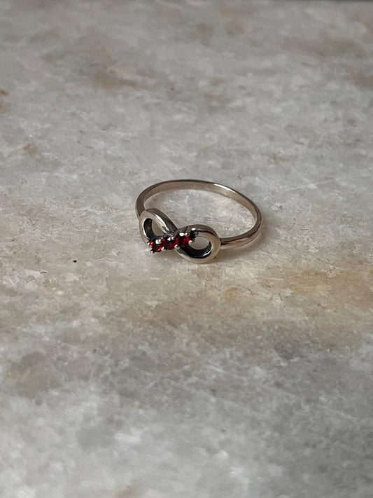 Garnet Infinity 925 Sterling Silver Ring