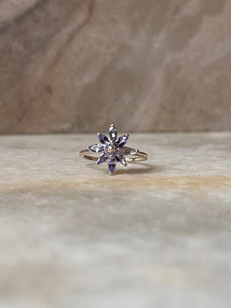 Tanzanite Floral 925 Sterling Silver Ring