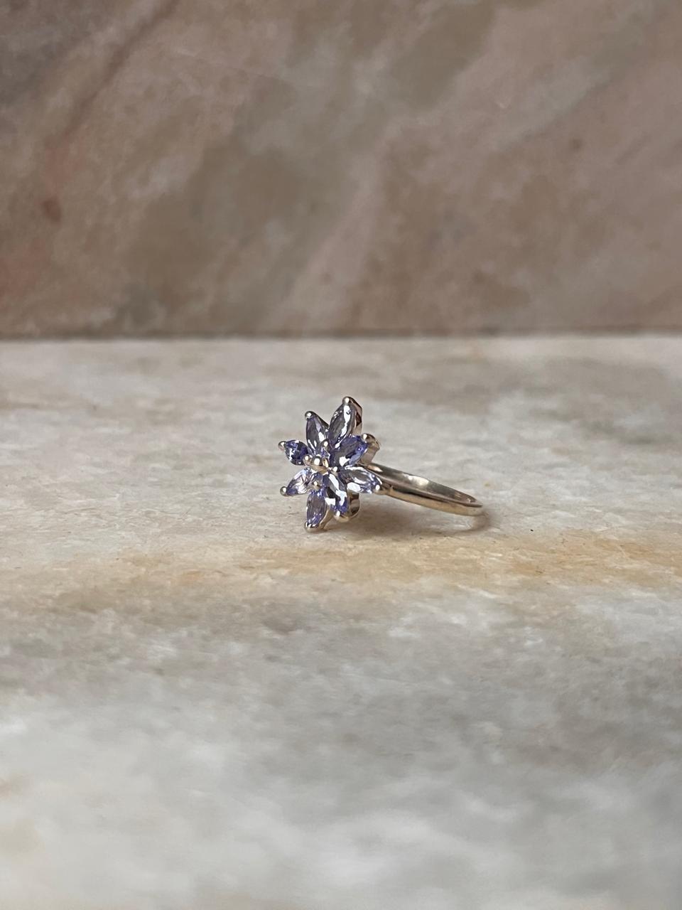 Tanzanite Floral 925 Sterling Silver Ring