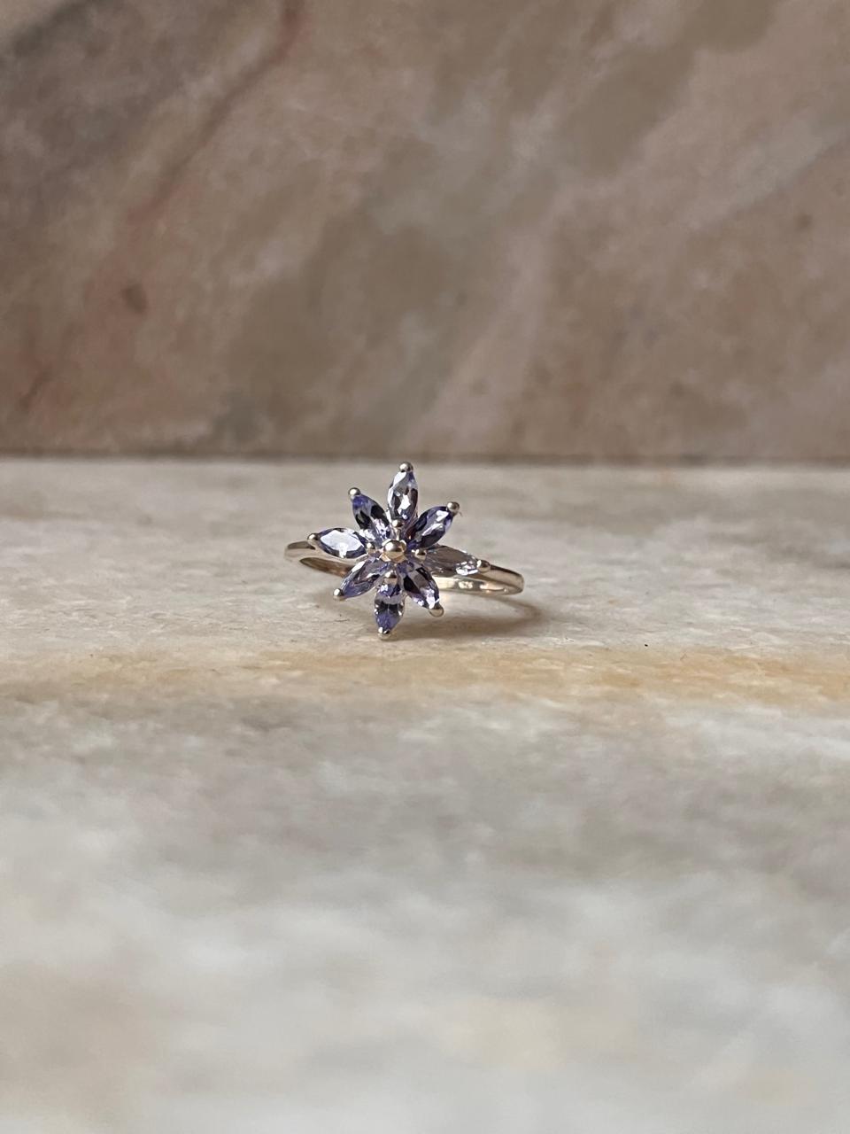 Tanzanite Floral 925 Sterling Silver Ring