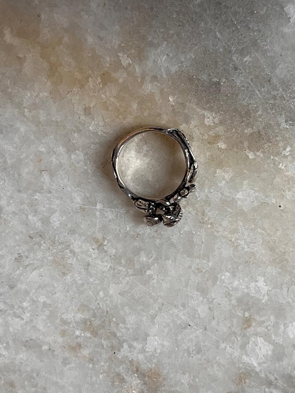 Forest Enchantment (Hedgehog, Mushroom) 925 Sterling Silver Ring