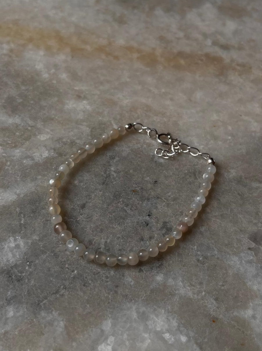 White Moonstone Plain Round in 925 Sterling Silver