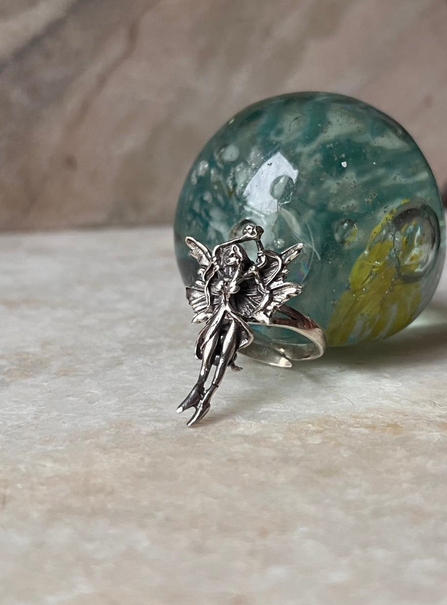 Mystical Angel Adjustable 925 Sterling Silver Ring