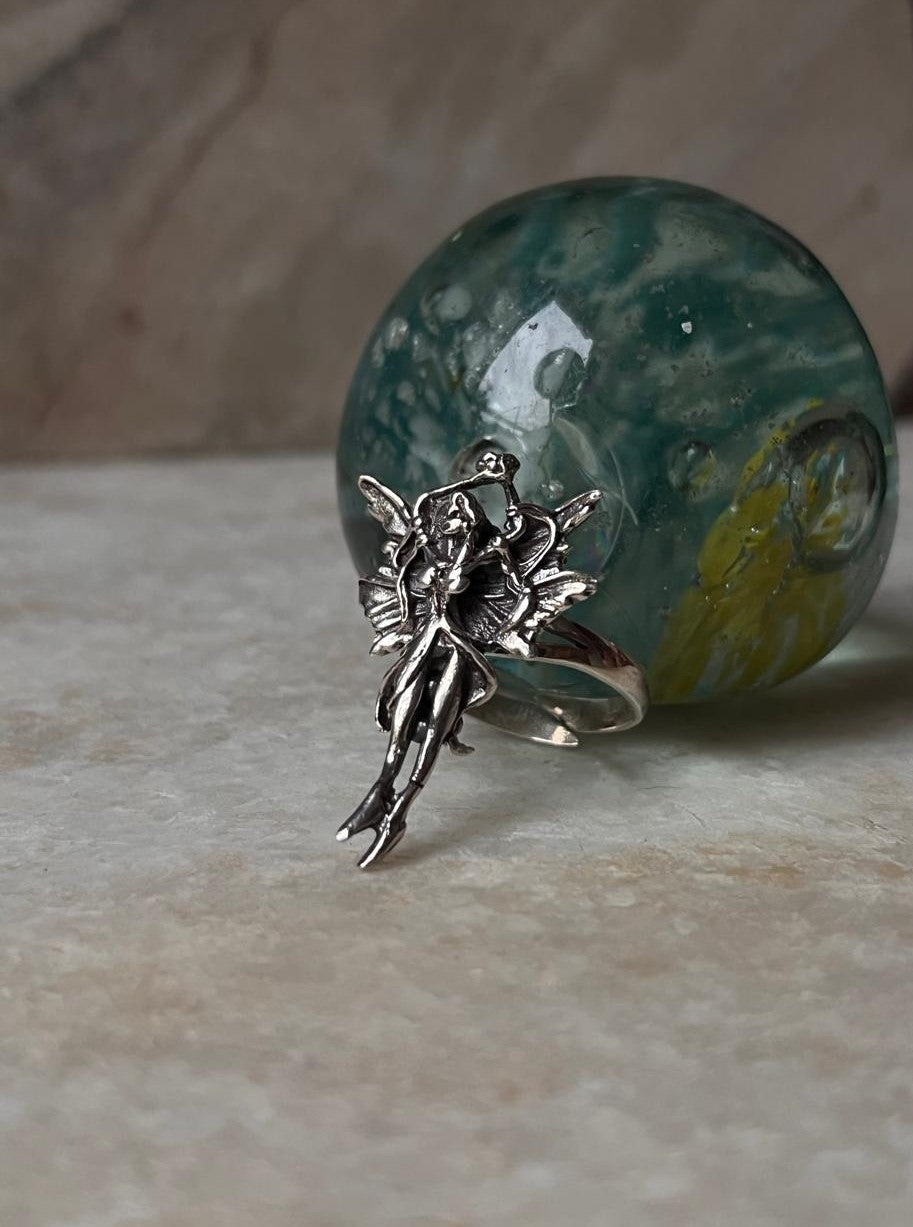 Mystical Angel Adjustable 925 Sterling Silver Ring