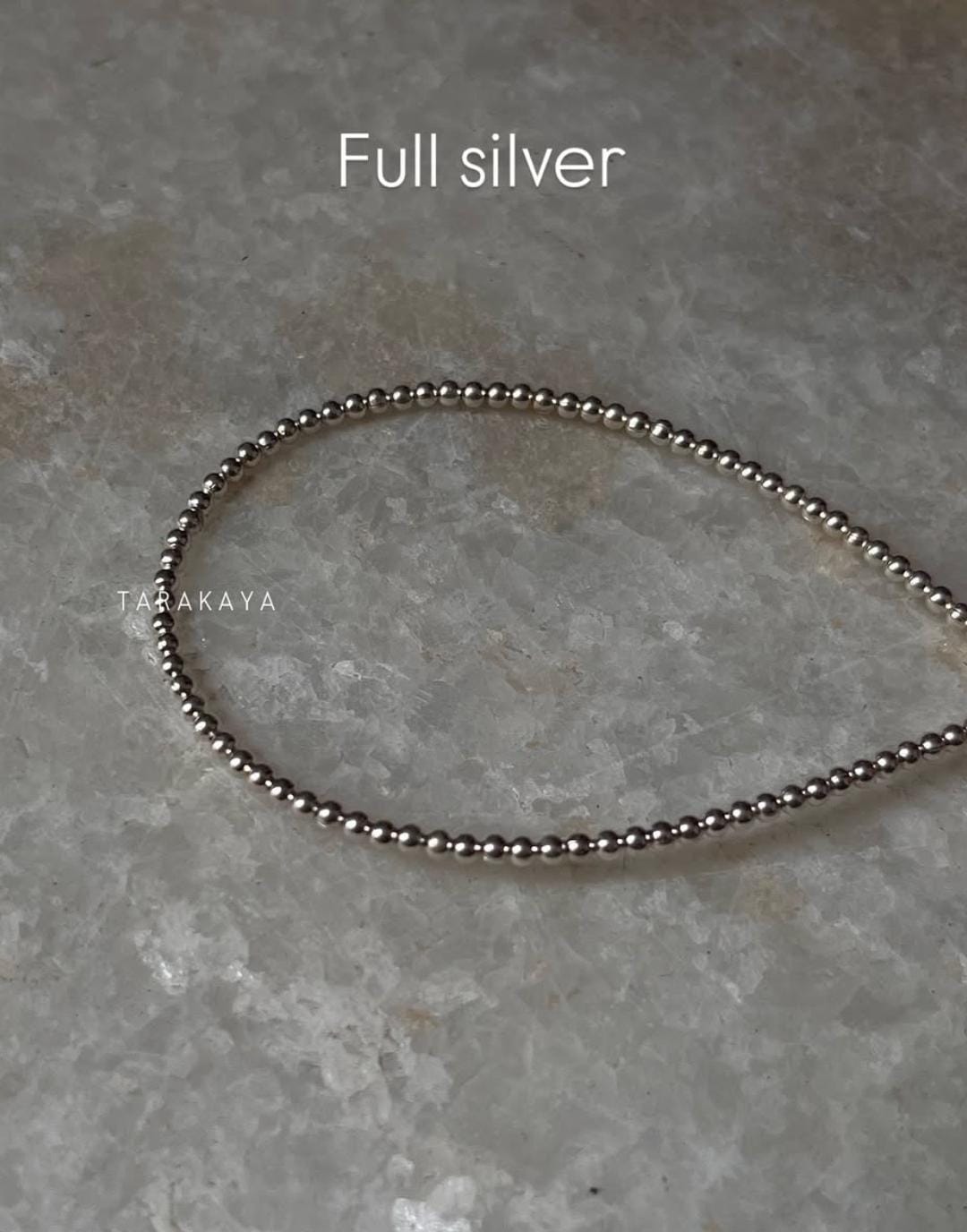 Plain Silver 2mm Beads Handcrafted 925 Sterling Silver Stack Bracelet