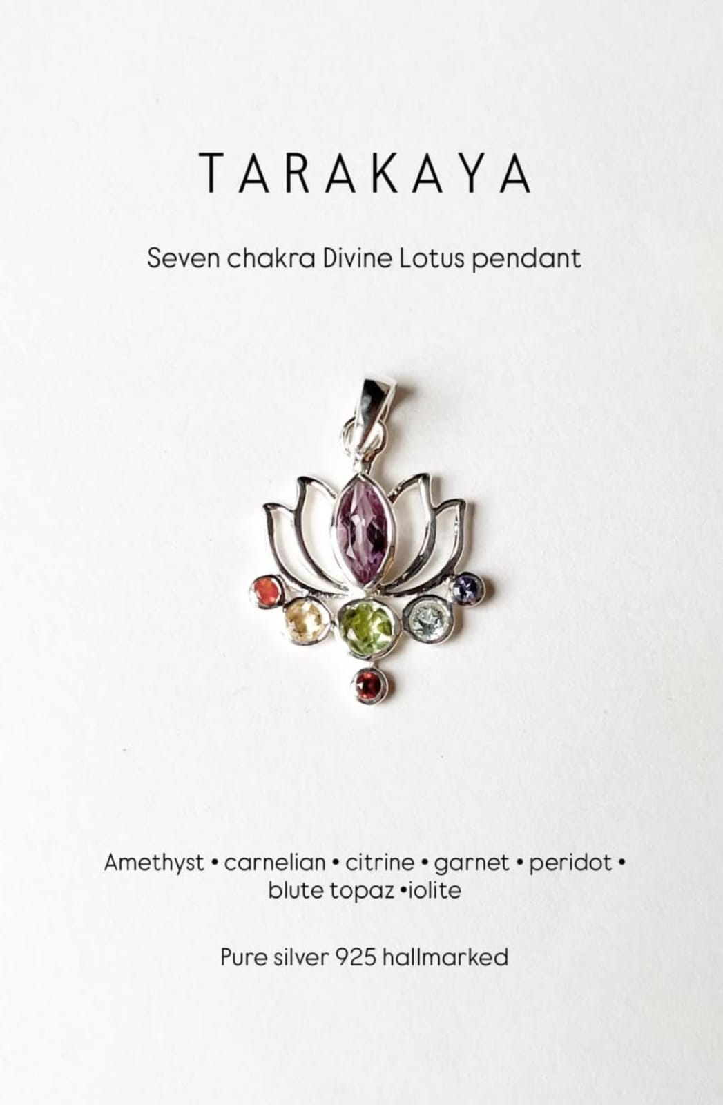 Seven Chakra Lotus 925 Sterling Silver Pendant
