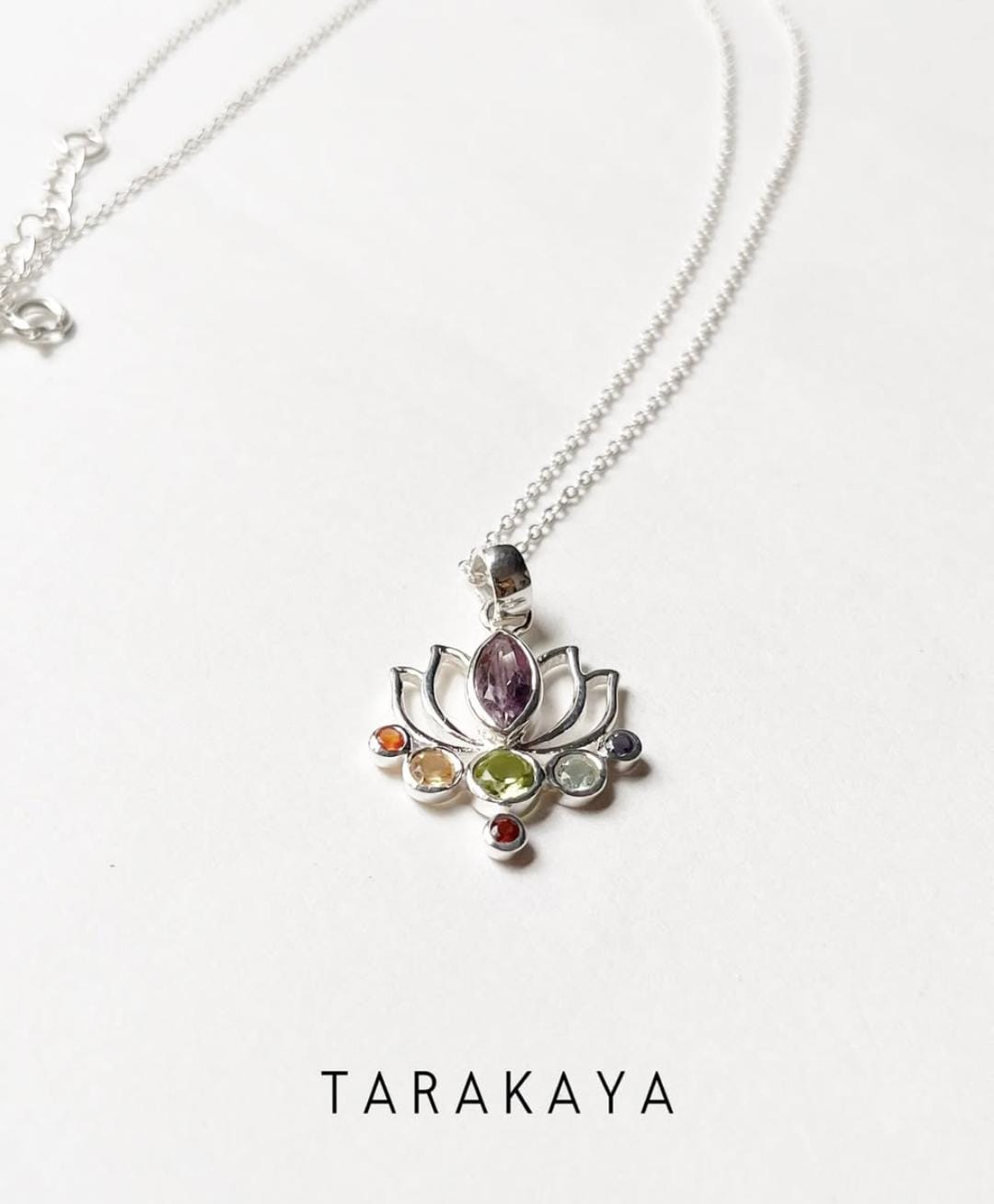 Seven Chakra Lotus 925 Sterling Silver Pendant