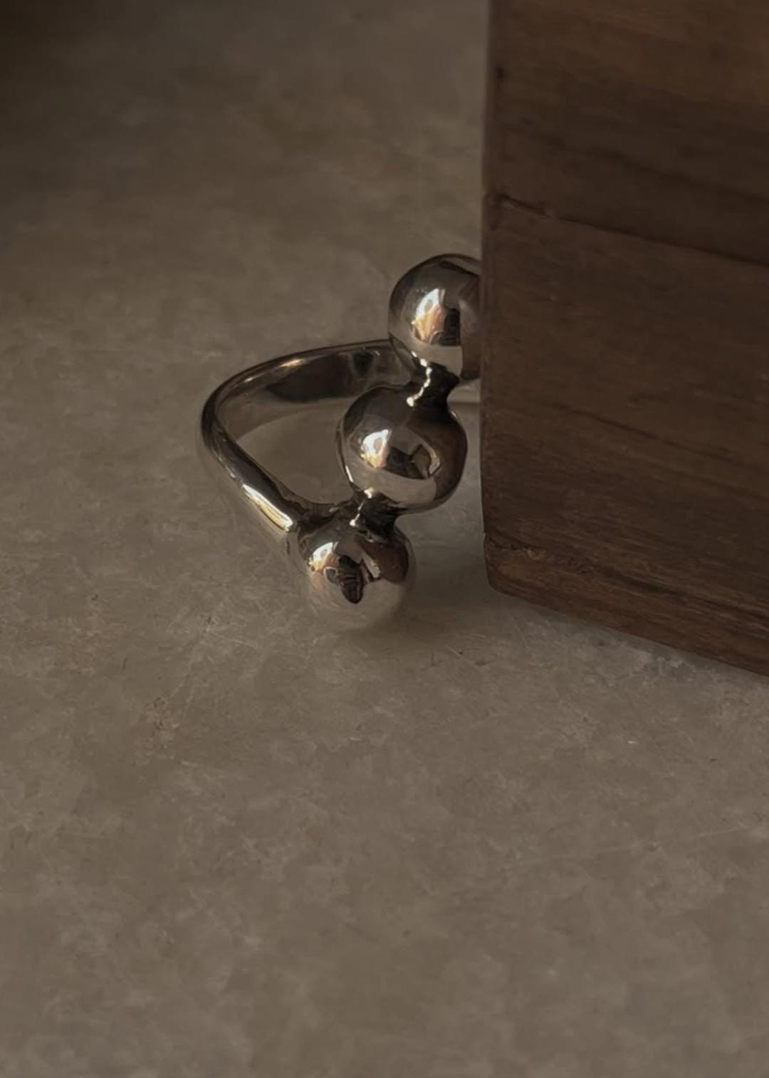 Bold Sterling Silver Ring with Triple Chunky Dots Design