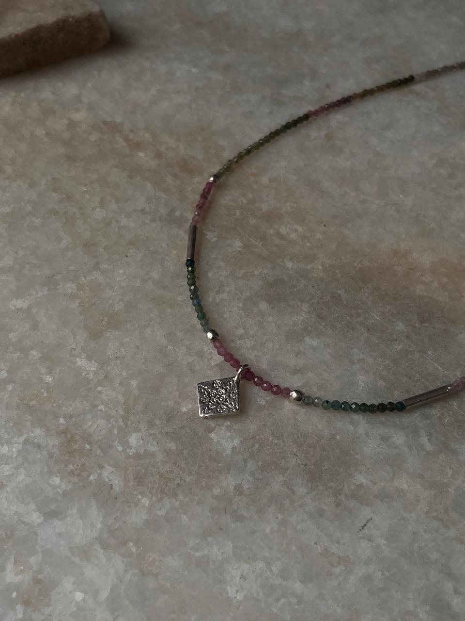 Multi tourmaline tribal silver choker handcrafted 925 sterling silver necklace