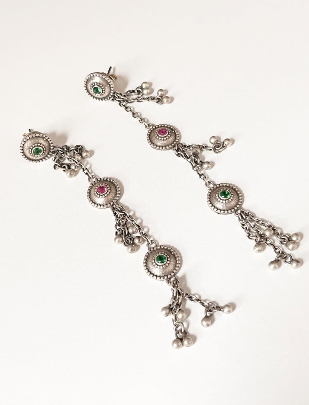 Antique Banjara Ghungroo Boho Statement 925 Sterling Silver Earrings