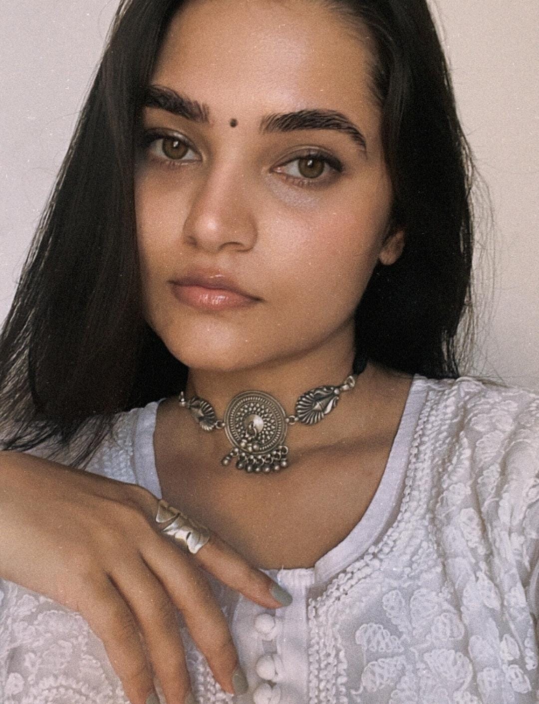 Antique Mandala Ghungroo Choker 925 Sterling Silver Necklace