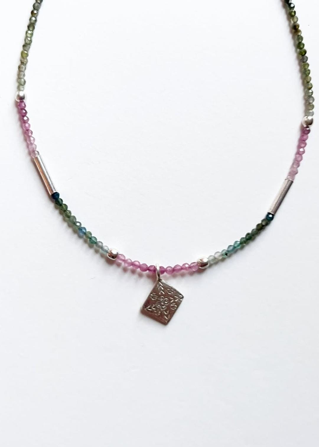 Multi Tourmaline Tribal Silver Choker 925 Sterling Silver Necklace