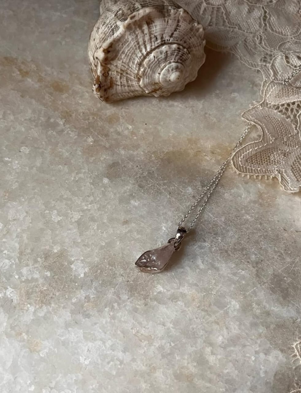 Rose Quartz Raw Uncut 925 Sterling Silver Pendant