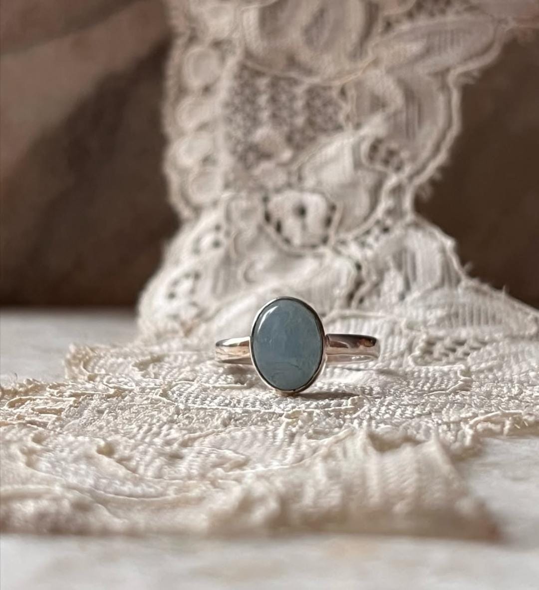 Aquamarine Natural Oval 925 Sterling Silver Ring