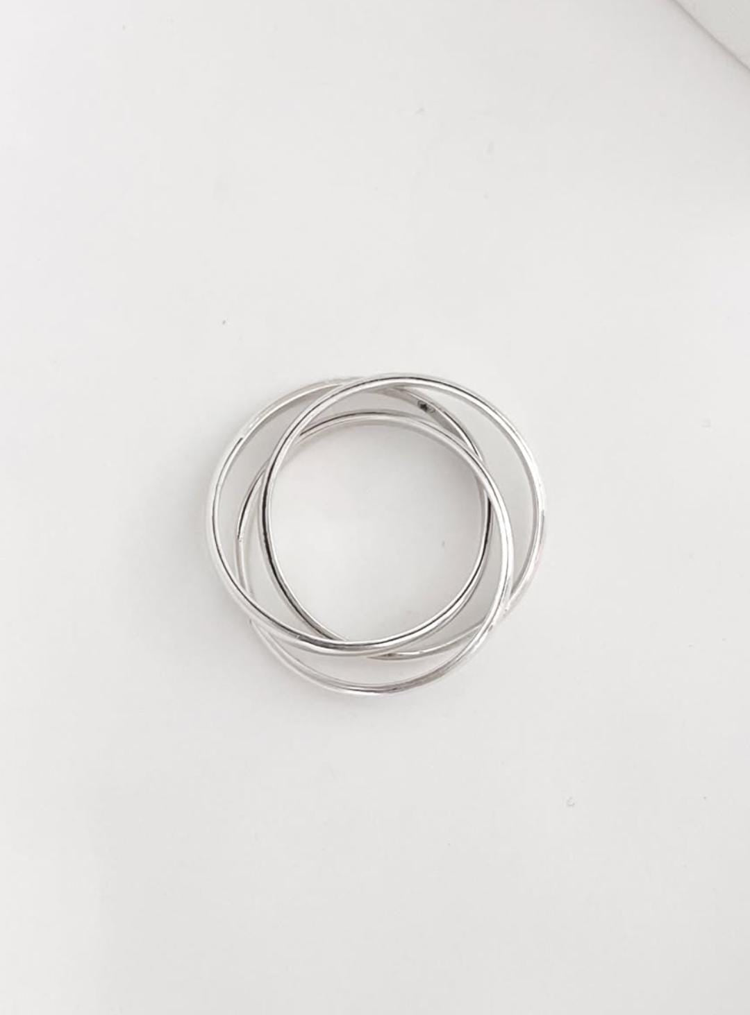 Triple Rolling Band 925 Sterling Silver Ring