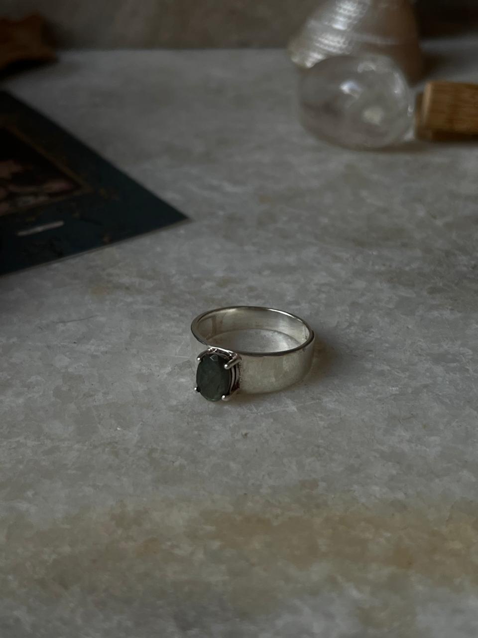 Labradorite Oval Contemporary Chunky Thick Stack Band 925 Sterling Silver Ring