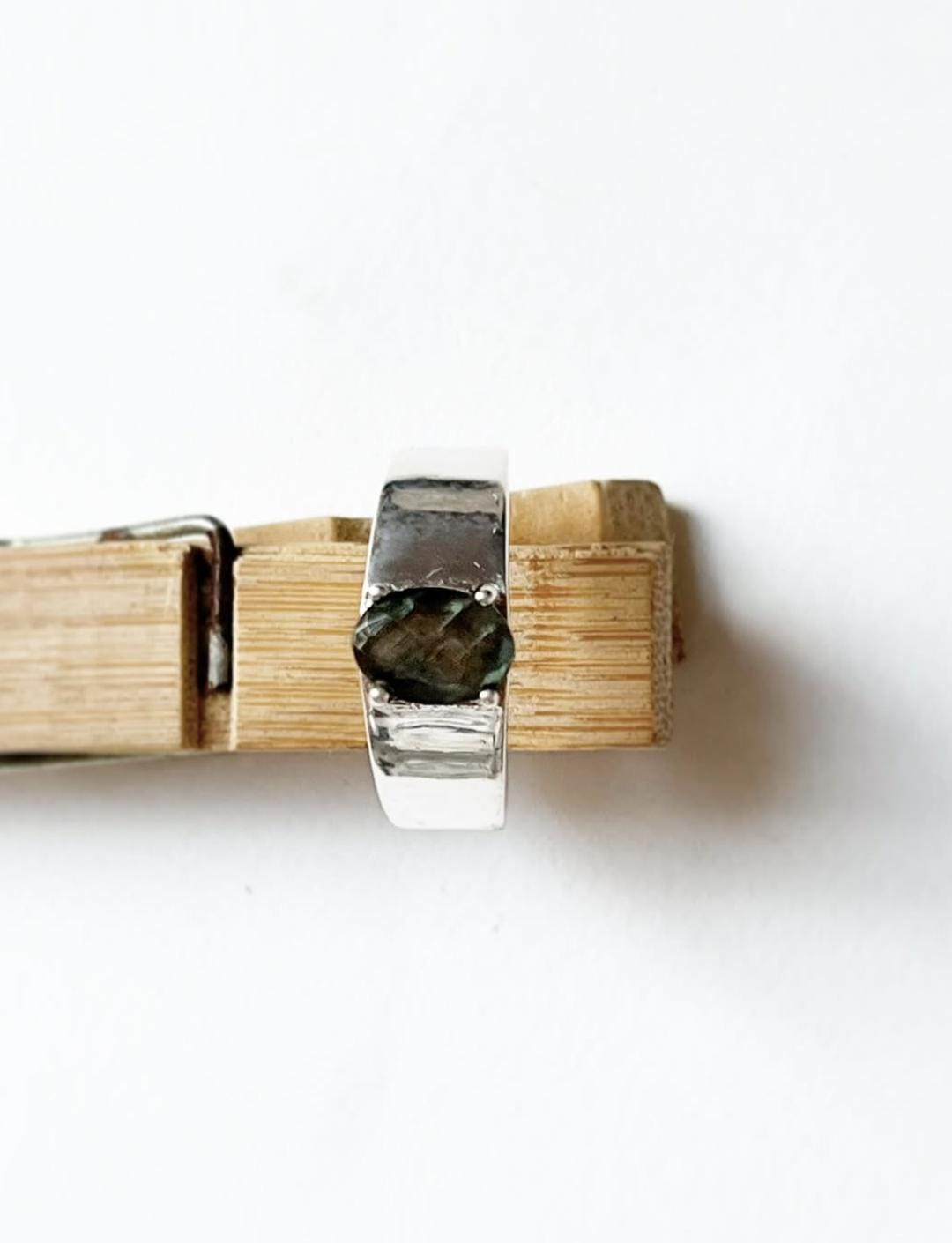 Labradorite Oval Contemporary Chunky Thick Stack Band 925 Sterling Silver Ring