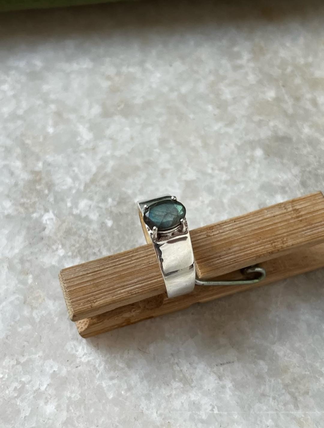 Labradorite Oval Contemporary Chunky Thick Stack Band 925 Sterling Silver Ring