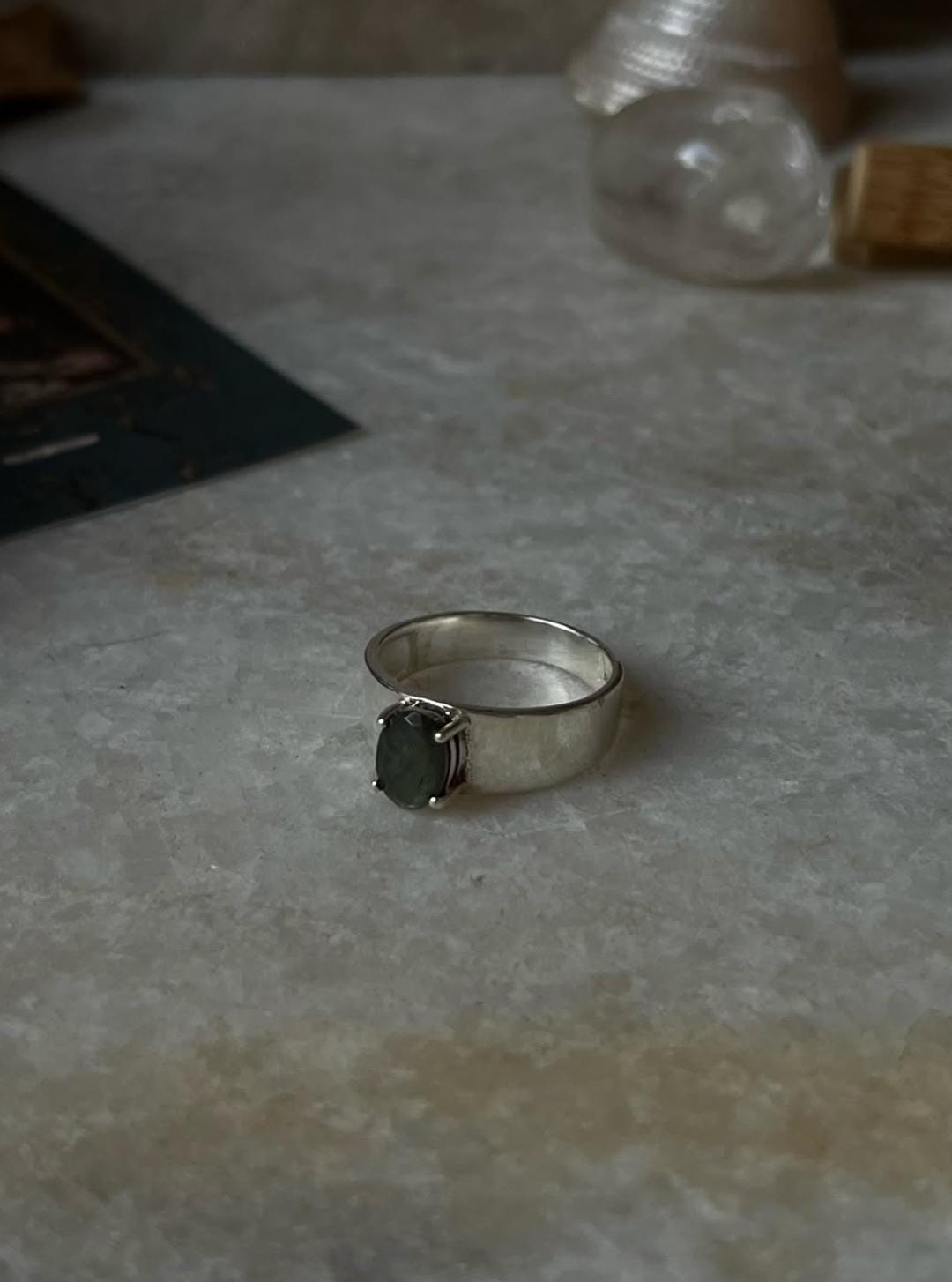 Labradorite Oval Contemporary Chunky Thick Stack Band 925 Sterling Silver Ring