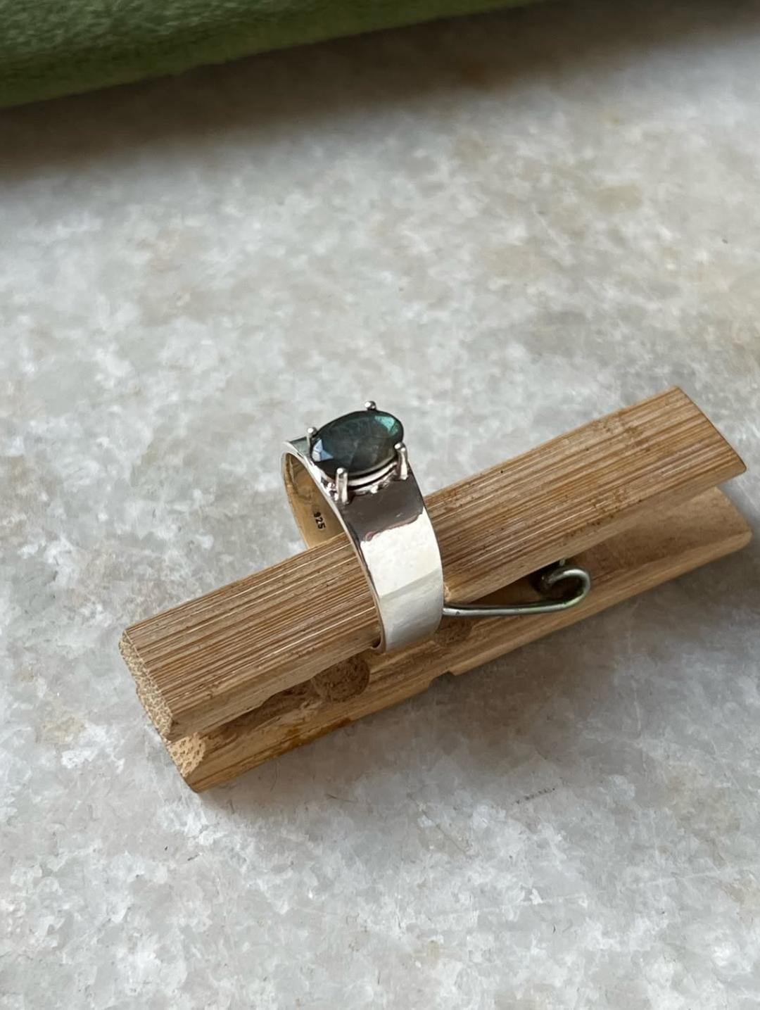 Labradorite Oval Contemporary Chunky Thick Stack Band 925 Sterling Silver Ring