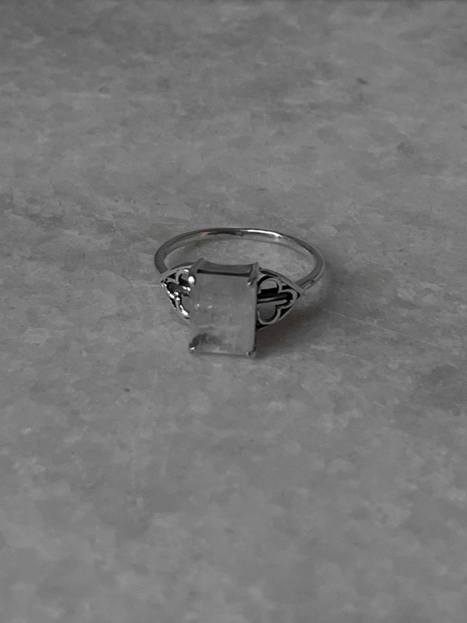 Moonstone Rectangular 925 Sterling Silver Ring
