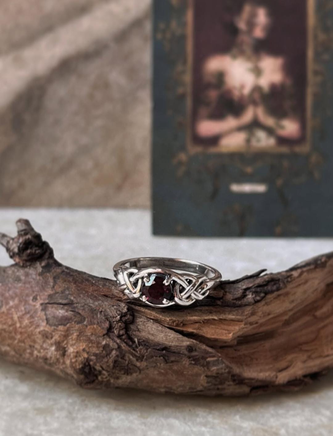 Garnet Celtic Knot 925 Sterling Silver Ring