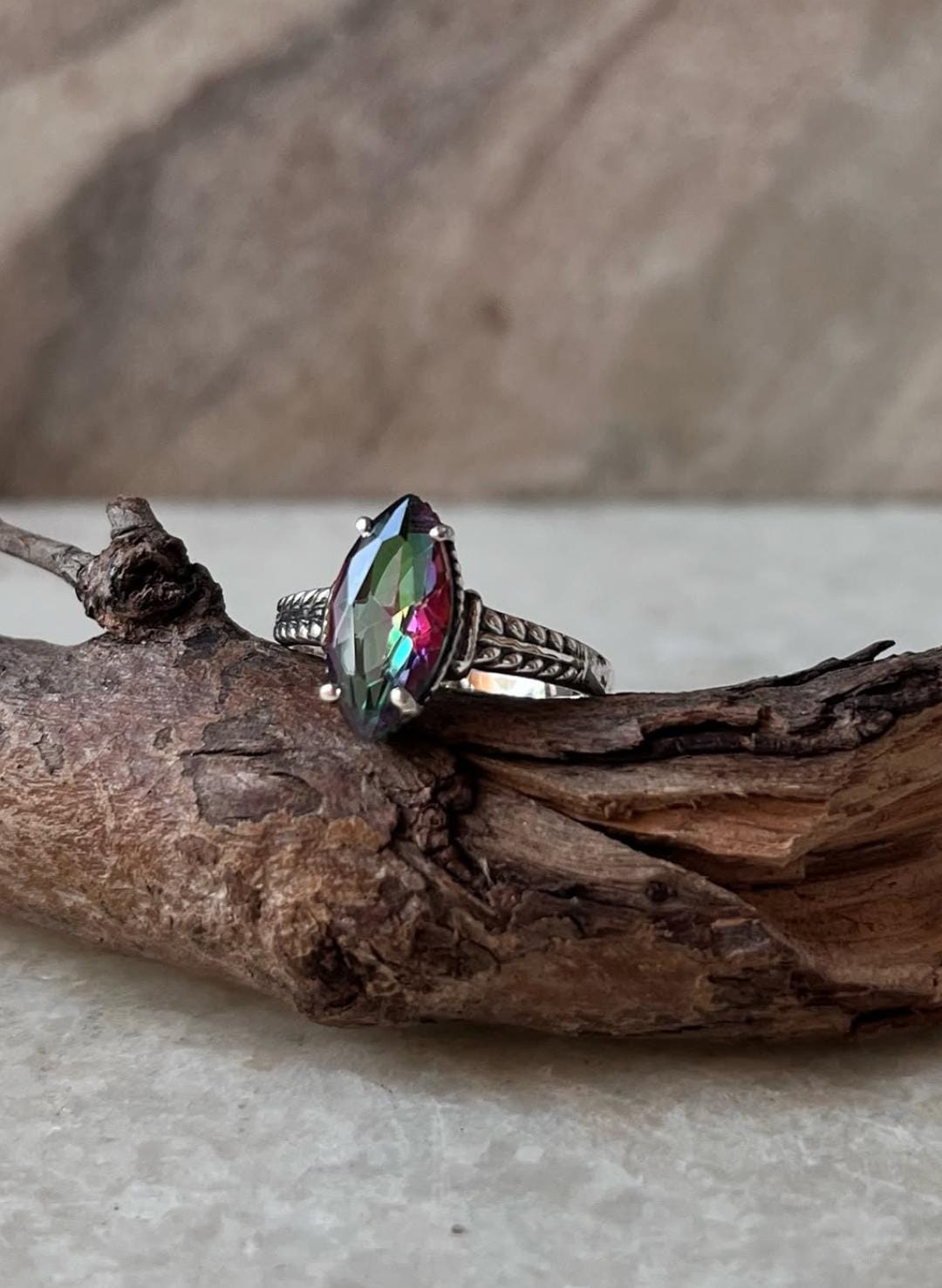 Mystic Topaz Marquise Cut 925 Sterling Silver Ring