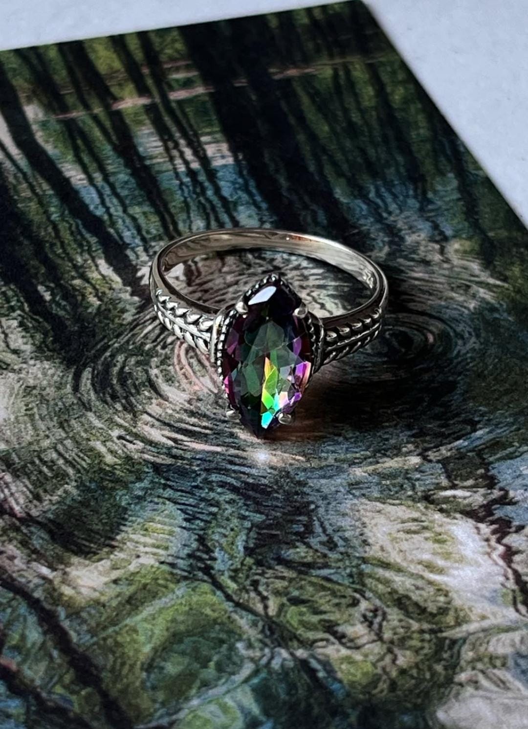 Mystic Topaz Marquise Cut 925 Sterling Silver Ring