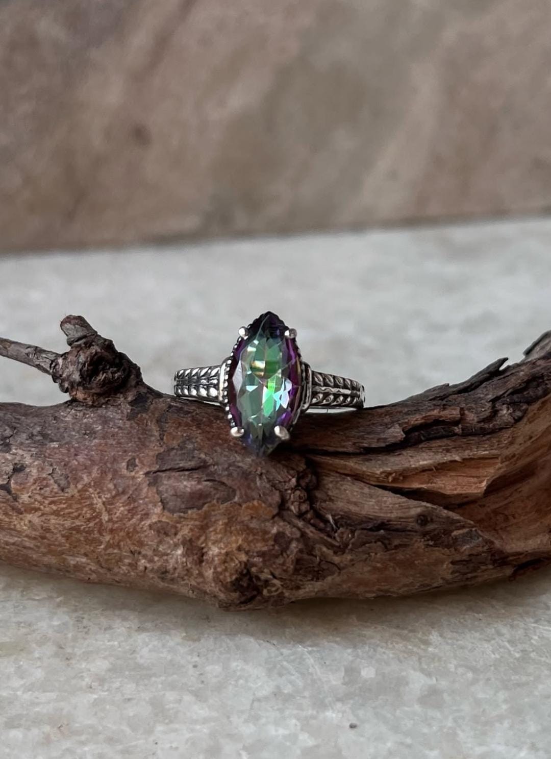 Mystic Topaz Marquise Cut 925 Sterling Silver Ring