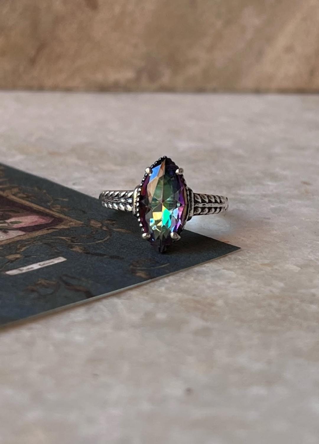 Mystic Topaz Marquise Cut 925 Sterling Silver Ring