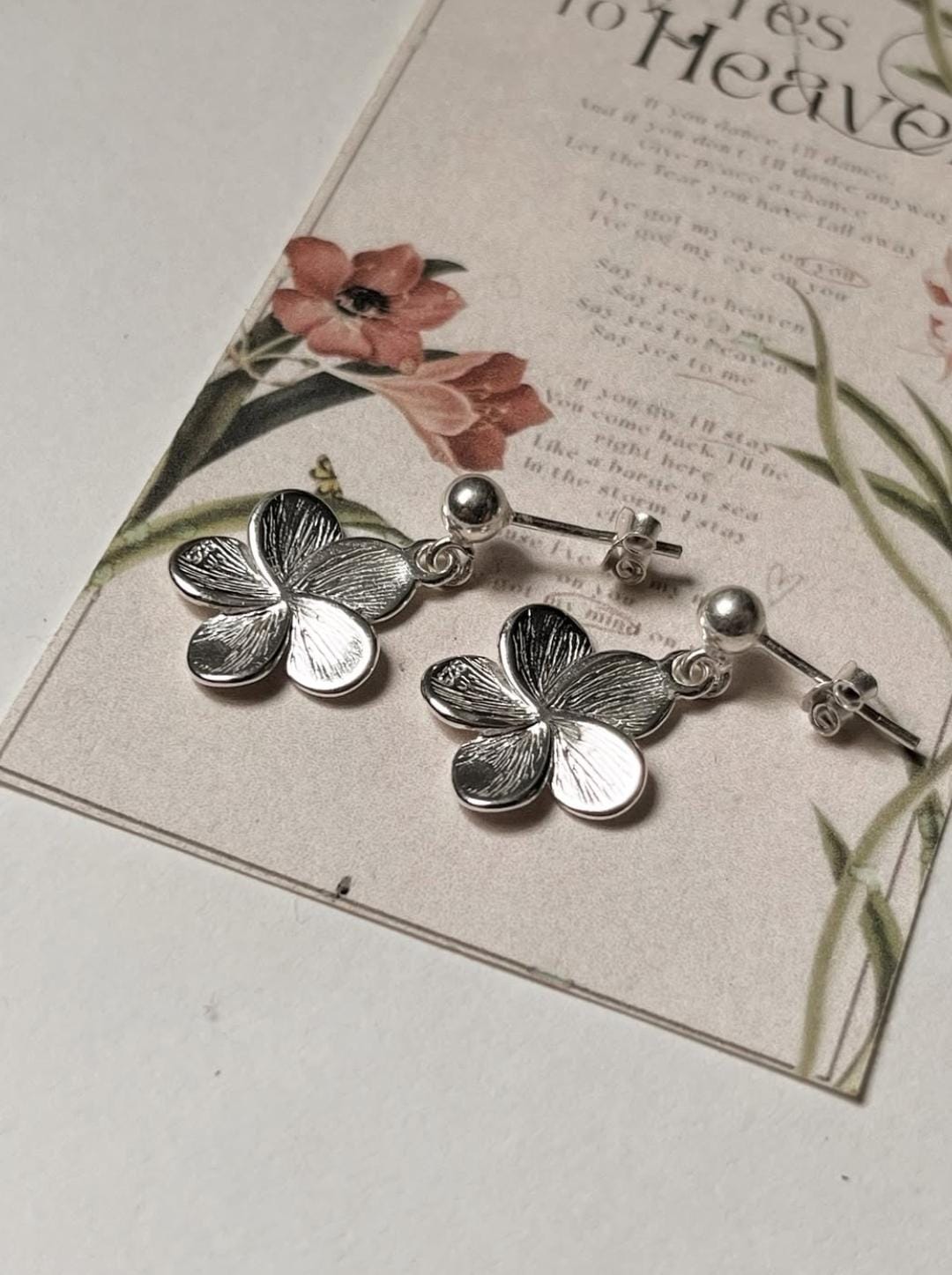Plumeria Handcrafted Studs 925 Sterling Silver Earrings