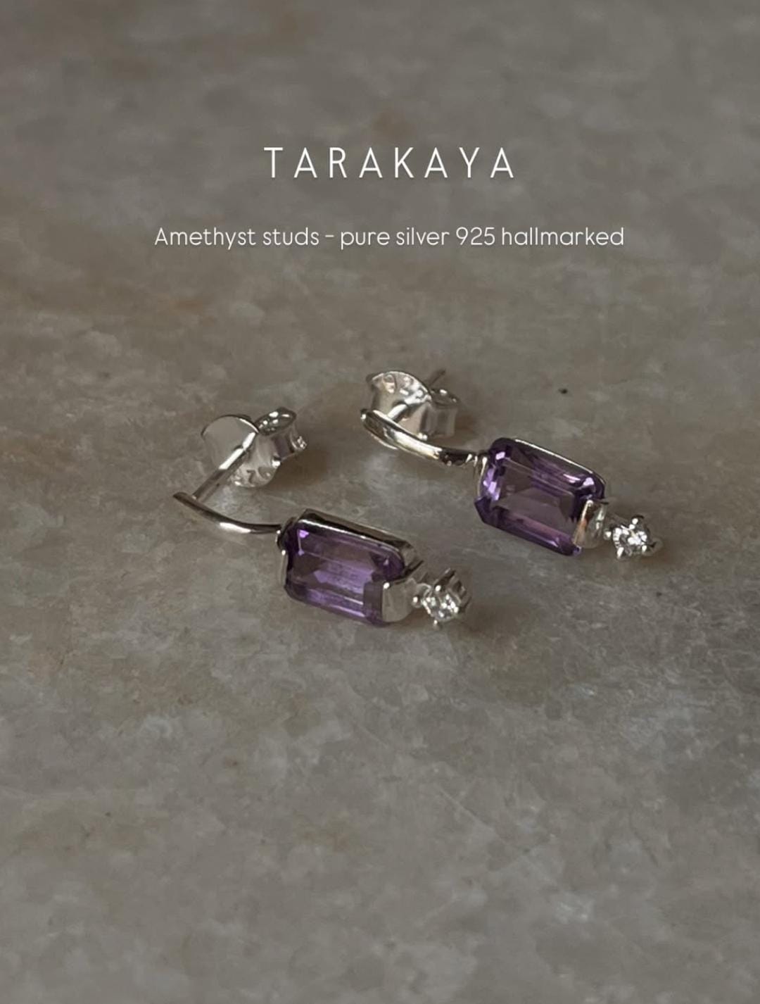 Amethyst Square Studs 925 Sterling Silver Earrings