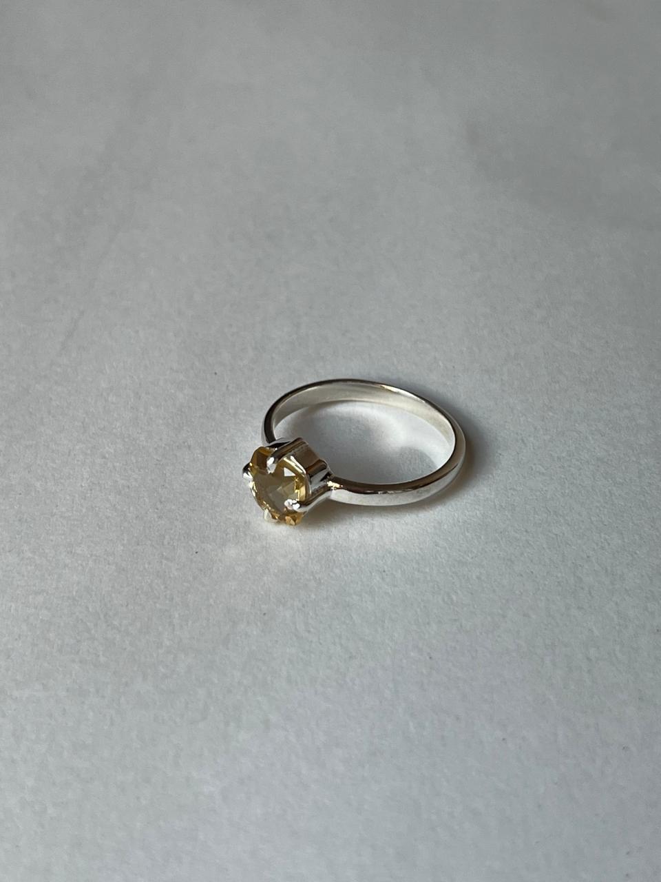 Citrine Faceted Cushion Cut 925 Sterling Silver Ring