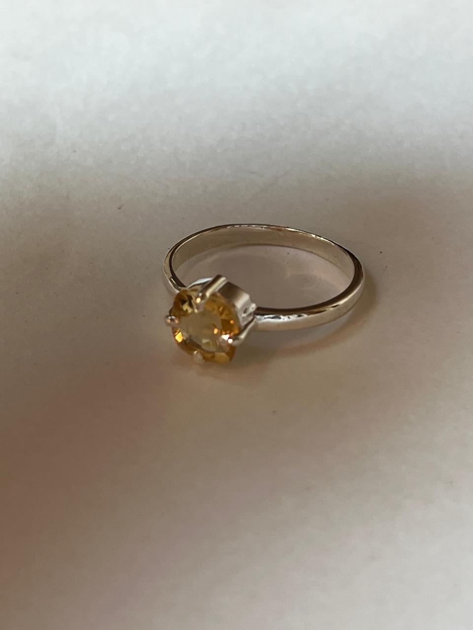 Citrine Faceted Cushion Cut 925 Sterling Silver Ring
