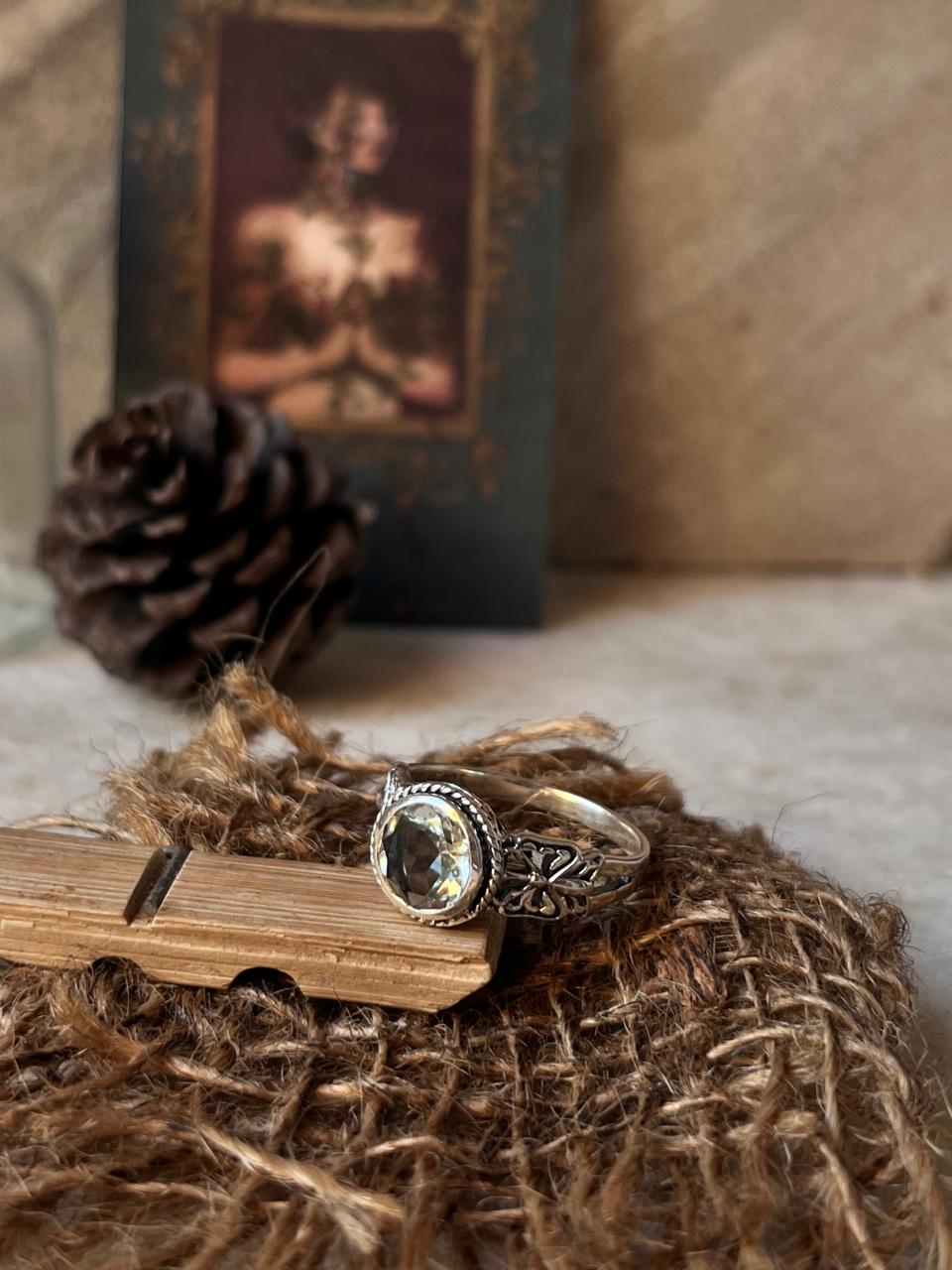 Green Amethyst Butterfly Band 925 Sterling Silver Ring